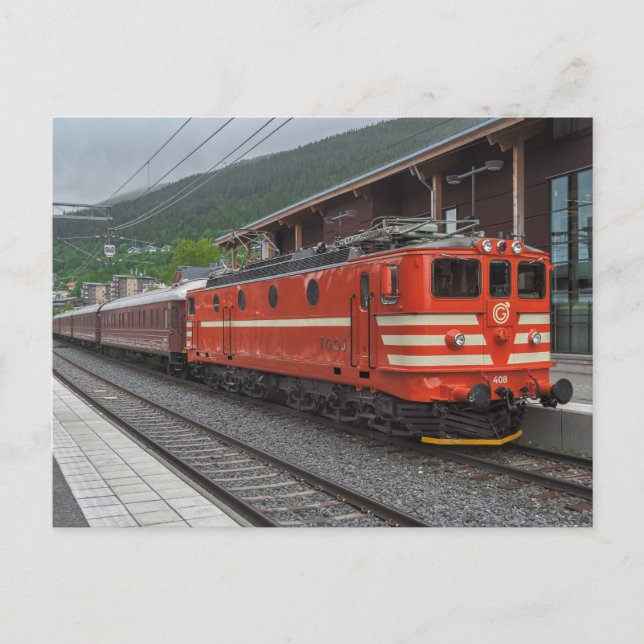 Schwedische Ma 408 el.locomotive mit Personenzug Postkarte (Vorderseite)