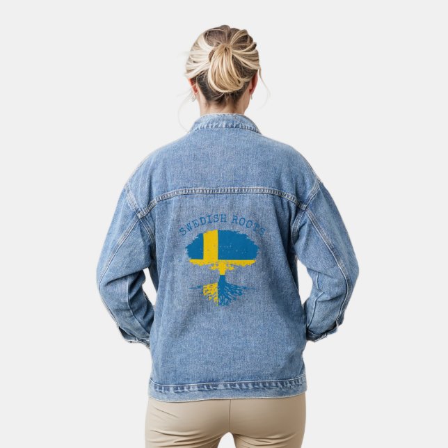 Schwedische Roots-Flagge Jeansjacke (Modell)