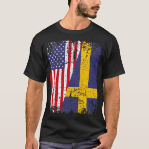 SCHWEDISCHE ROOTS Halbamerikanische Flagge SCHWEDE T-Shirt