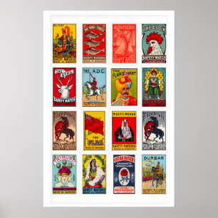 Schwedische Streichholzschachtel-Etiketten Gitterd Poster