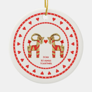 Schwedische Strohziegen 30 Jahre gemeinsam nach Ma Keramikornament