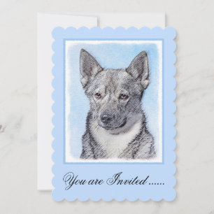 Schwedische Vallhund-Malerei - Niedliche Original Einladung