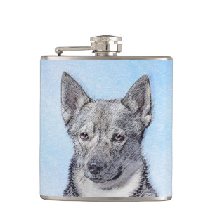 Schwedische Vallhund-Malerei - Niedliche Original  Flachmann