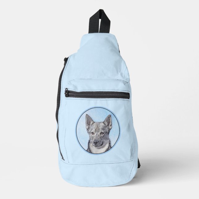 Schwedische Vallhund Malerei Niedliche Original Hu Crossbody Bag (Vorderseite)
