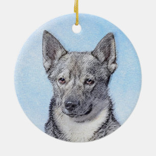 Schwedische Vallhund-Malerei - Niedliche Original Keramik Ornament
