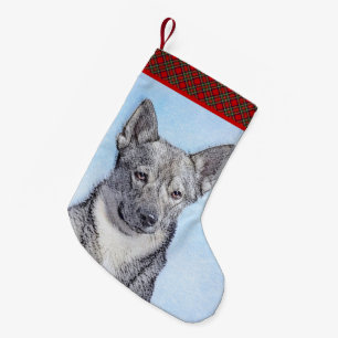 Schwedische Vallhund-Malerei - Niedliche Original  Kleiner Weihnachtsstrumpf