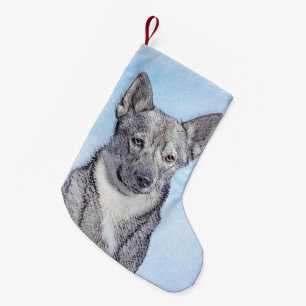 Schwedische Vallhund-Malerei - Niedliche Original Kleiner Weihnachtsstrumpf