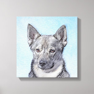 Schwedische Vallhund-Malerei - Niedliche Original  Leinwanddruck