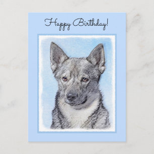 Schwedische Vallhund-Malerei - Niedliche Original  Postkarte