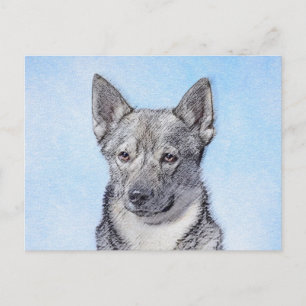 Schwedische Vallhund-Malerei - Niedliche Original Postkarte