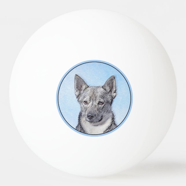 Schwedische Vallhund-Malerei - Niedliche Original  Tischtennisball (Vorderseite)
