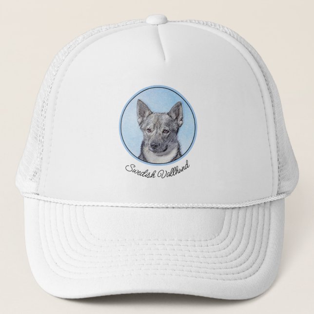 Schwedische Vallhund-Malerei - Niedliche Original  Truckerkappe (Vorderseite)