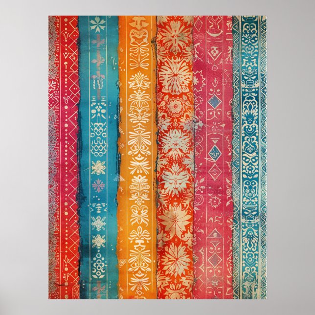 Schwedische Volkskunst Vintag skandinavisches Ethn Poster (Vorne)