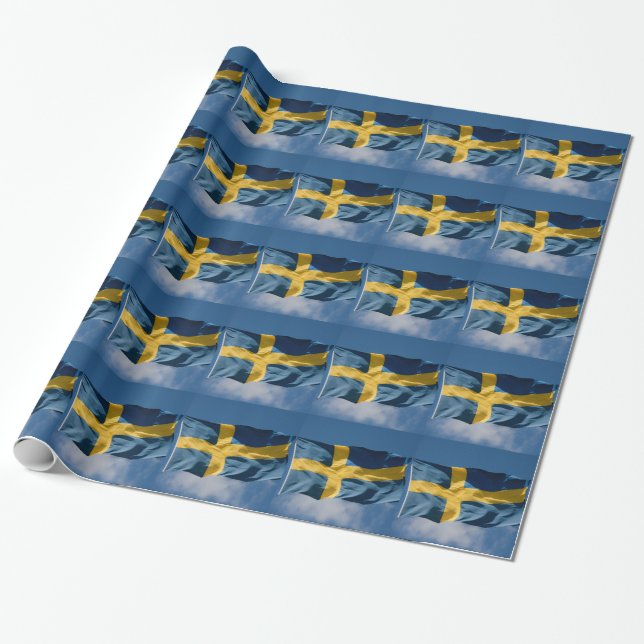 Schwedische Wellenflagge Geschenkpapier (Ungerollt)