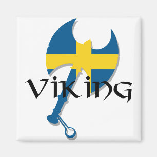 Schwedische Wikinger Schweden Flagge Axt Magnet