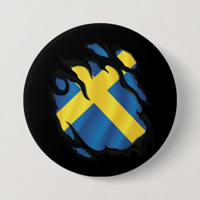 Schwedische zerrissene Flagge Button (Vorderseite)