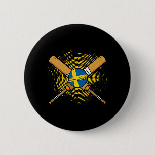 Schwedischer Cricket-Schläger und Ll-Flagge Schwed Button