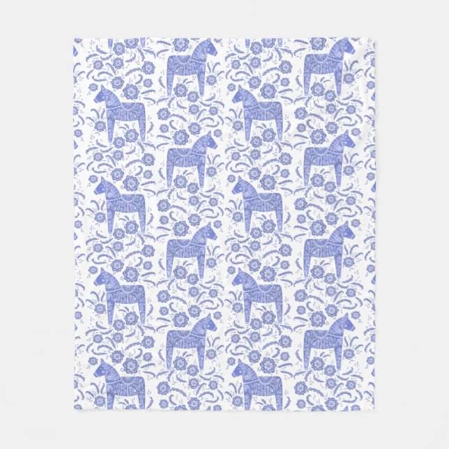 Schwedischer Dala Horblue und White Fleece Blanket (Vorderseite)