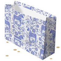 Schwedischer Dala Horse Blue und White Large Gift 