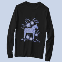 Schwedischer Dala Horse Blue Viking T - Shirt