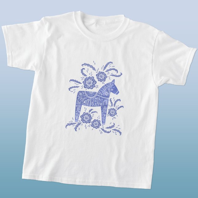 Schwedischer Dala Horse Blue Viking T - Shirt (Von Creator hochgeladen)