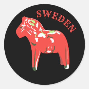 Schwedischer Dala Horse Classic Round Sticker