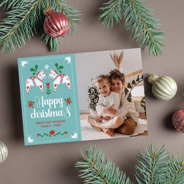 Schwedischer Dala Horse Folk Feiertagskarte (Von Creator hochgeladen)