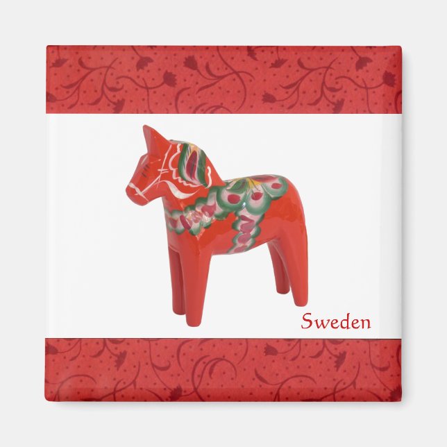 Schwedischer Dala Horse Skandinavien Magnet (Vorne)