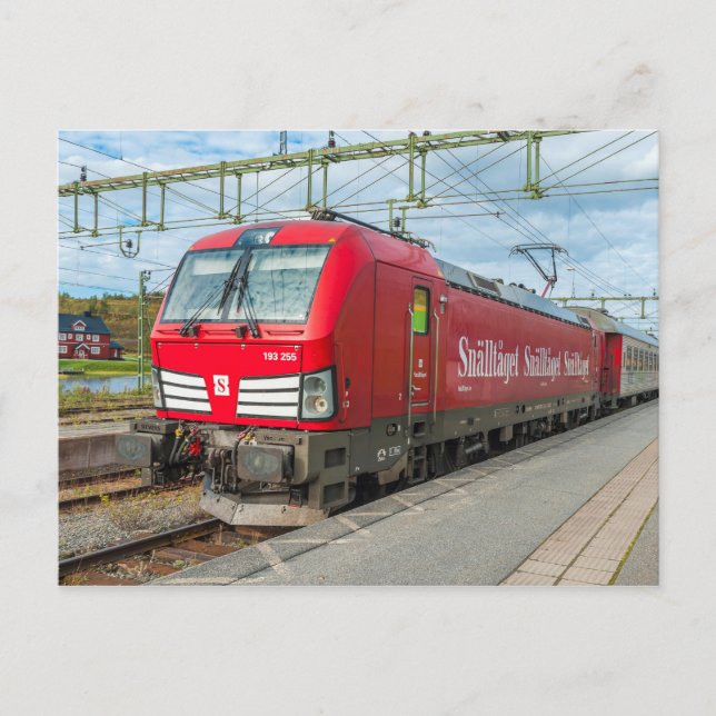 Schwedischer Expresszug in Storlien. Postkarte (Vorderseite)