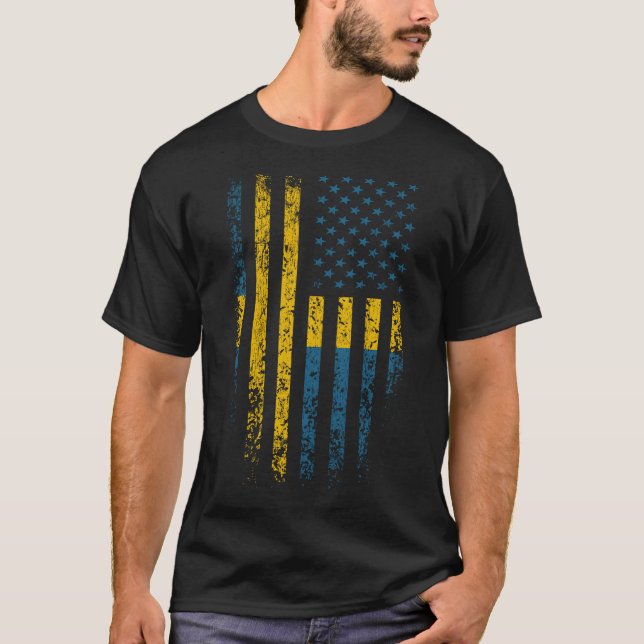 Schwedischer Flagge-Schmutz T-Shirt (Vorderseite)