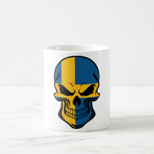 Schwedischer Flaggen-Schädel Tasse