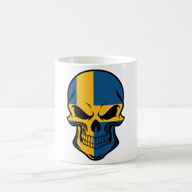 Schwedischer Flaggen-Schädel Tasse (Mittel)