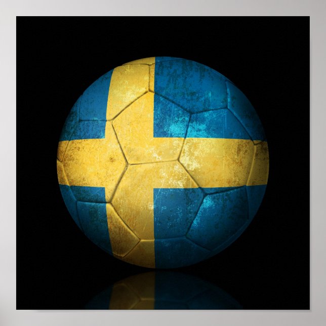Schwedischer Flaggenfußball-Ball Poster (Vorne)