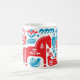 Schwedischer Roter und Blauer Dala-Becher Kaffeetasse
