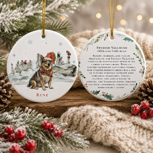 Schwedischer Vallhund-Hund-Monogramm Keramik Ornament