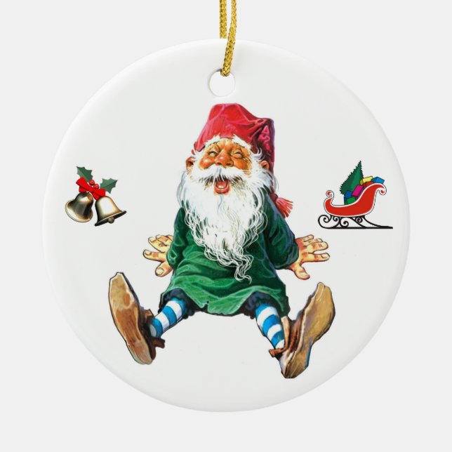 Schwedischer WeihnachtsGnome Keramik Ornament (Vorne)