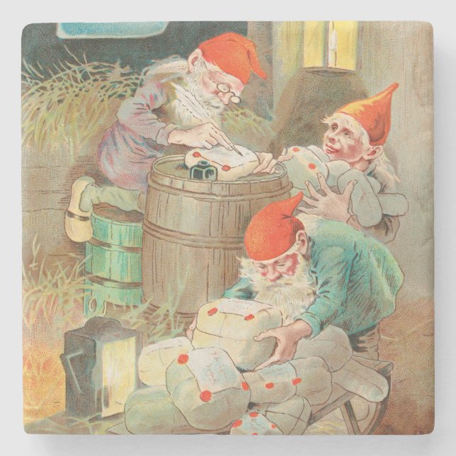 Schwedischer Weihnachtsmann (von Jenny Nyström) Steinuntersetzer (Vorderseite)