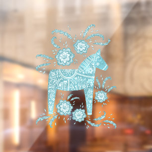 Schwedisches Dala Horse Aquamarin-grünes Fenster Fensteraufkleber