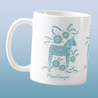 Schwedisches Dala Horse Aquamarine Personalisierte