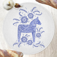 Schwedisches Dala Horse Blue and White Cutting Boa