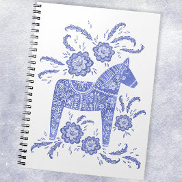 Schwedisches Dala Horse Blue and White Notebook Notizblock