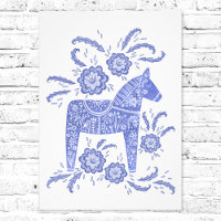 Schwedisches Dala Horse Blue Folklorekunst Foto Pr