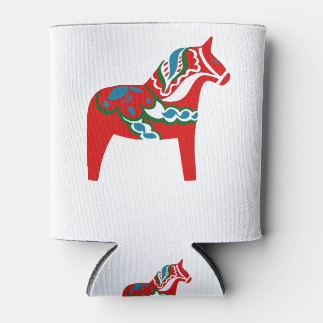 Schwedisches Dala Horse Dalecarlian Pferd Dosenkühler (Vorderseite)