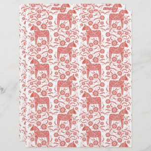 Schwedisches Dala Horse Folk Art Scrapbook Paper
