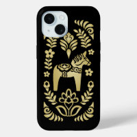 Schwedisches Dala Horse Gold und Black