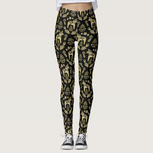 Schwedisches Dala Horse Gold und Black Leggings