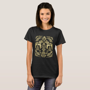 Schwedisches Dala Horse Gold und Black T-Shirt