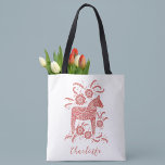 Schwedisches Dala Horse Personalisiert<br><div class="desc">Ein hübsches traditionelles schwedisches Dalapferd in Rot und Weiß mit Schriftzeichen. Ändern Sie den Namen,  um ihn zu personalisieren. Originelle Kunst von Nic Squirrell.</div>