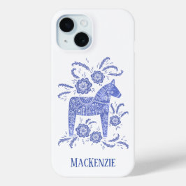 Schwedisches Dala Horse Personalisiert Blue Case-Mate iPhone Hülle