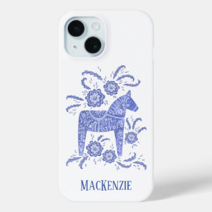 Schwedisches Dala Horse Personalisiert Blue Case-Mate iPhone Hülle